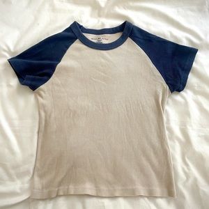 Brandy Melville Blue and White T-Shirt Size Small